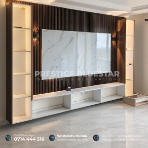 TV Wall Designs in Kenya | 7 Modern Living Room Ideas 12 Double-sided TV wall design for large living room