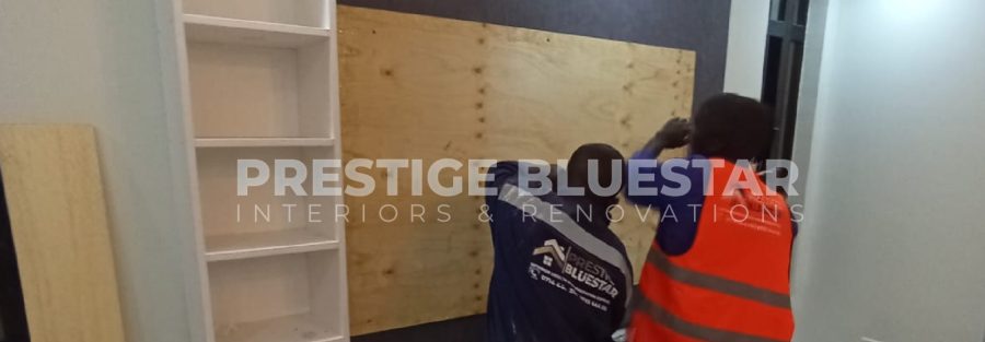 TV wall unit under construction