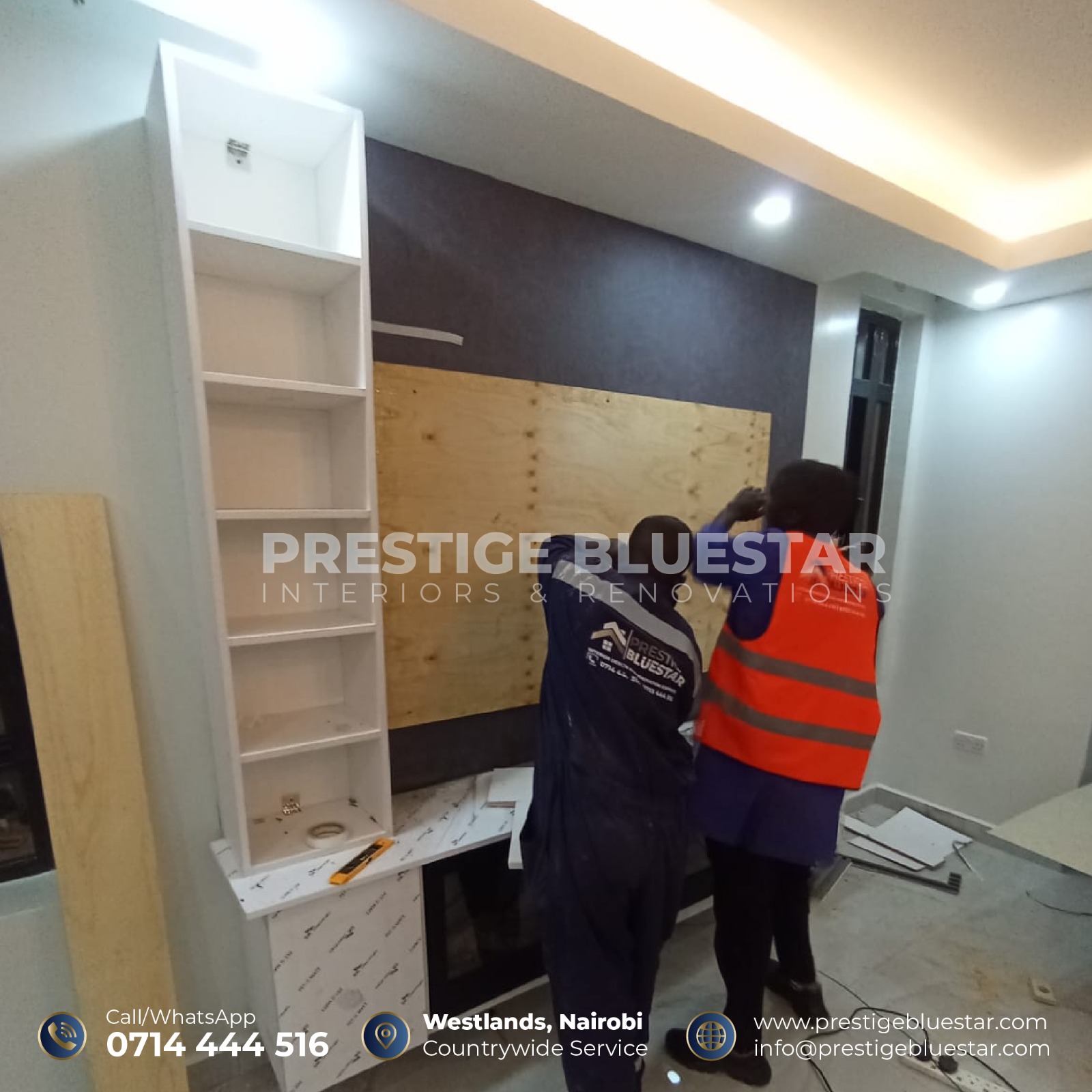 TV wall unit under construction