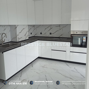 Modern kitchen with marble countertops