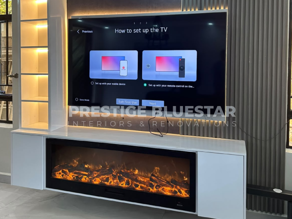 TV Wall Unit Gikambura | Custom Entertainment Wall with Fireplace & LED Lighting