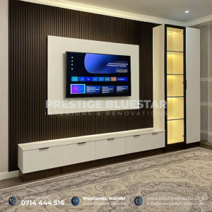 Double-sided TV wall design for large living room