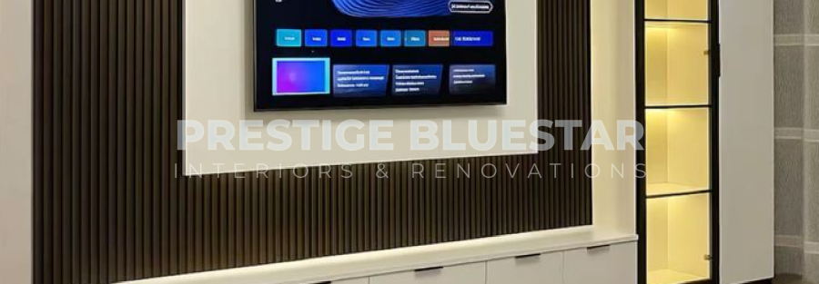 Double-sided TV wall design for large living room