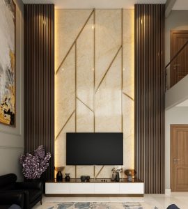 Open Shelves vs. Closed Cabinets for TV Wall Units: Which Is Better? 7 Luxury double-height TV wall design