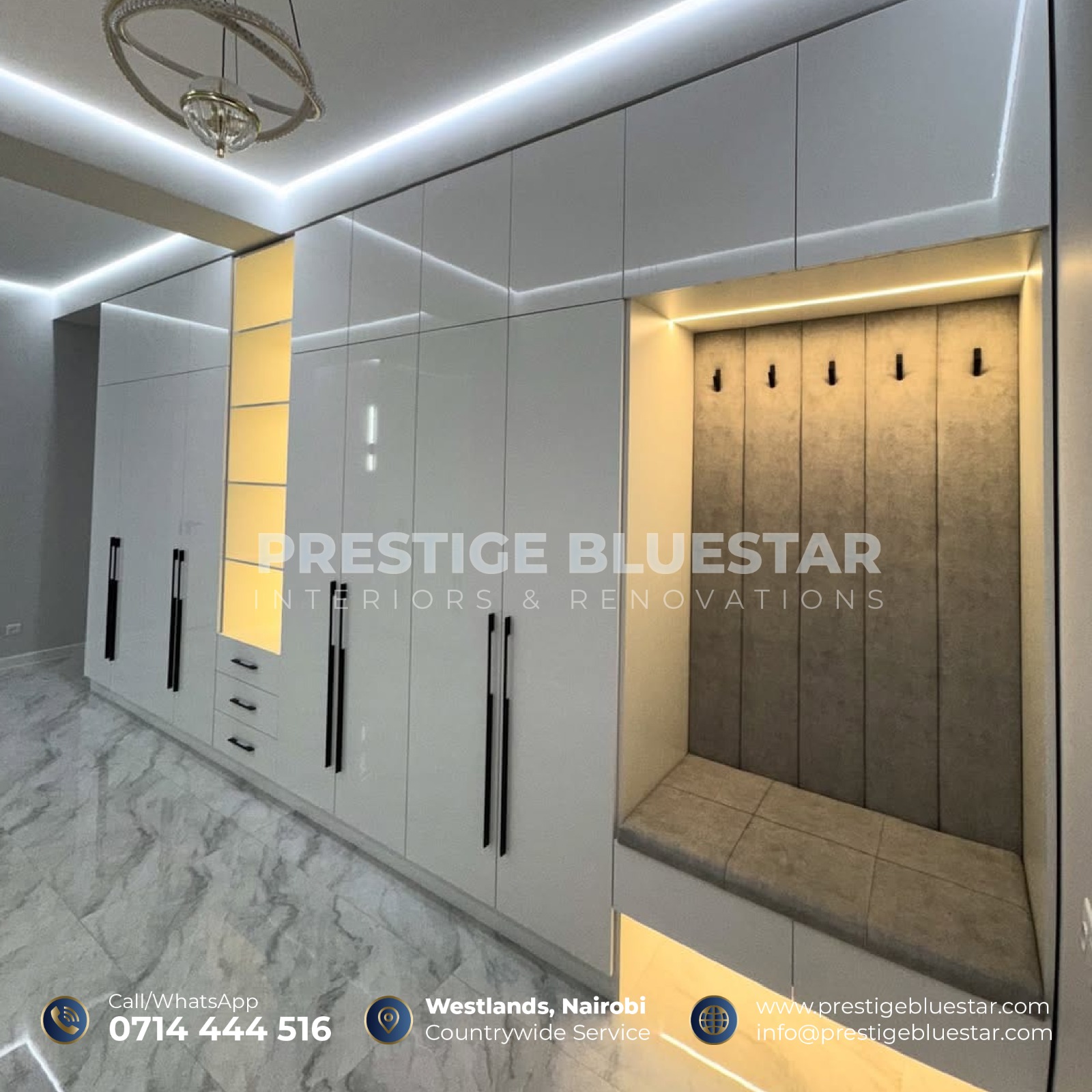 Modern Design Tips for Wardrobes and Walk-In Closets: Create a Stylish & Functional Storage Space 1 Modern Design Tips for Wardrobes and Walk-In Closets: Create a Stylish & Functional Storage Space Prestige Bluestar | Luxury Interior Design & Renovation Experts in Nairobi, Kenya